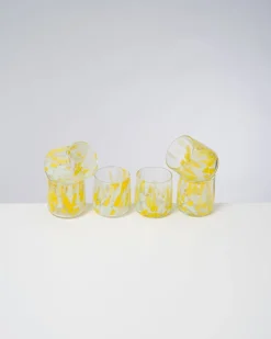 Cheap Motel a Miio Alegria - Set Of 6 Glasses Small Big Drops Yellow gelb
