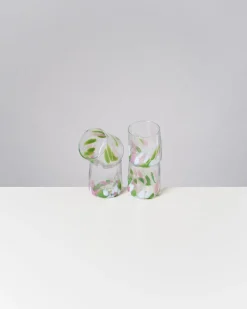 Discount Motel a Miio Alegria Set Of 4 Glasses Small big drops pink green