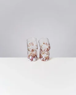 Hot Motel a Miio Alegria Set Of 4 Glasses Small big drops amber pink