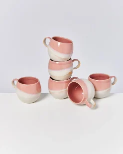 Online Motel a Miio Bica - Set Of 6 Mugs Big Pink, Cream pink cream