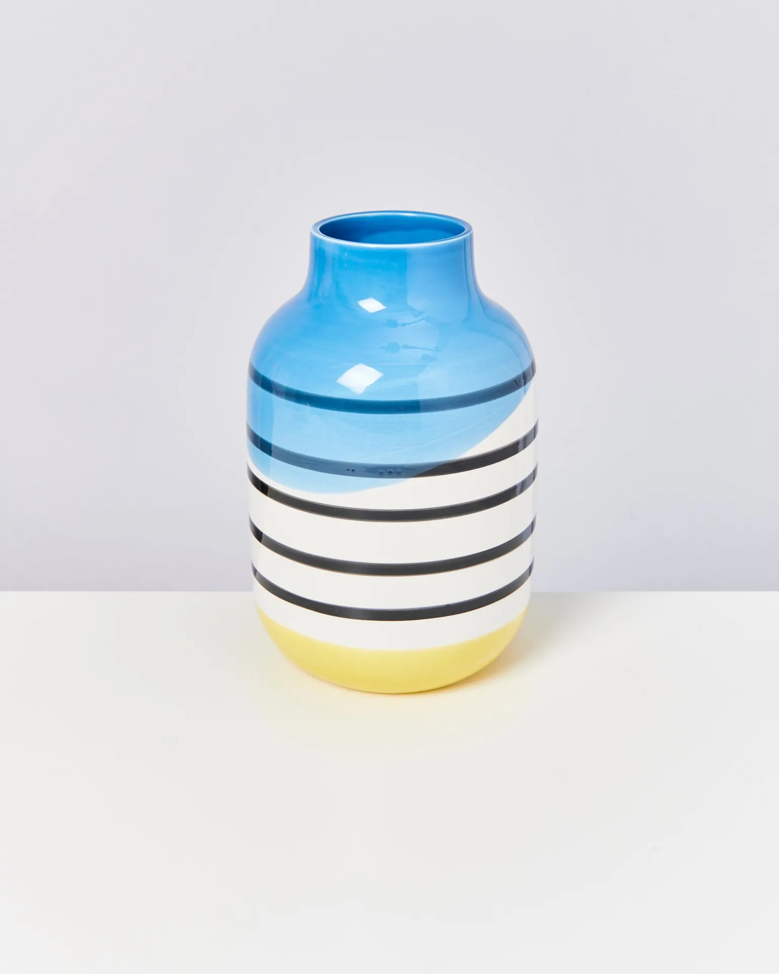Best Sale Motel a Miio Nuno Vase L - Black & White Striped With Blue black and white striped with blue