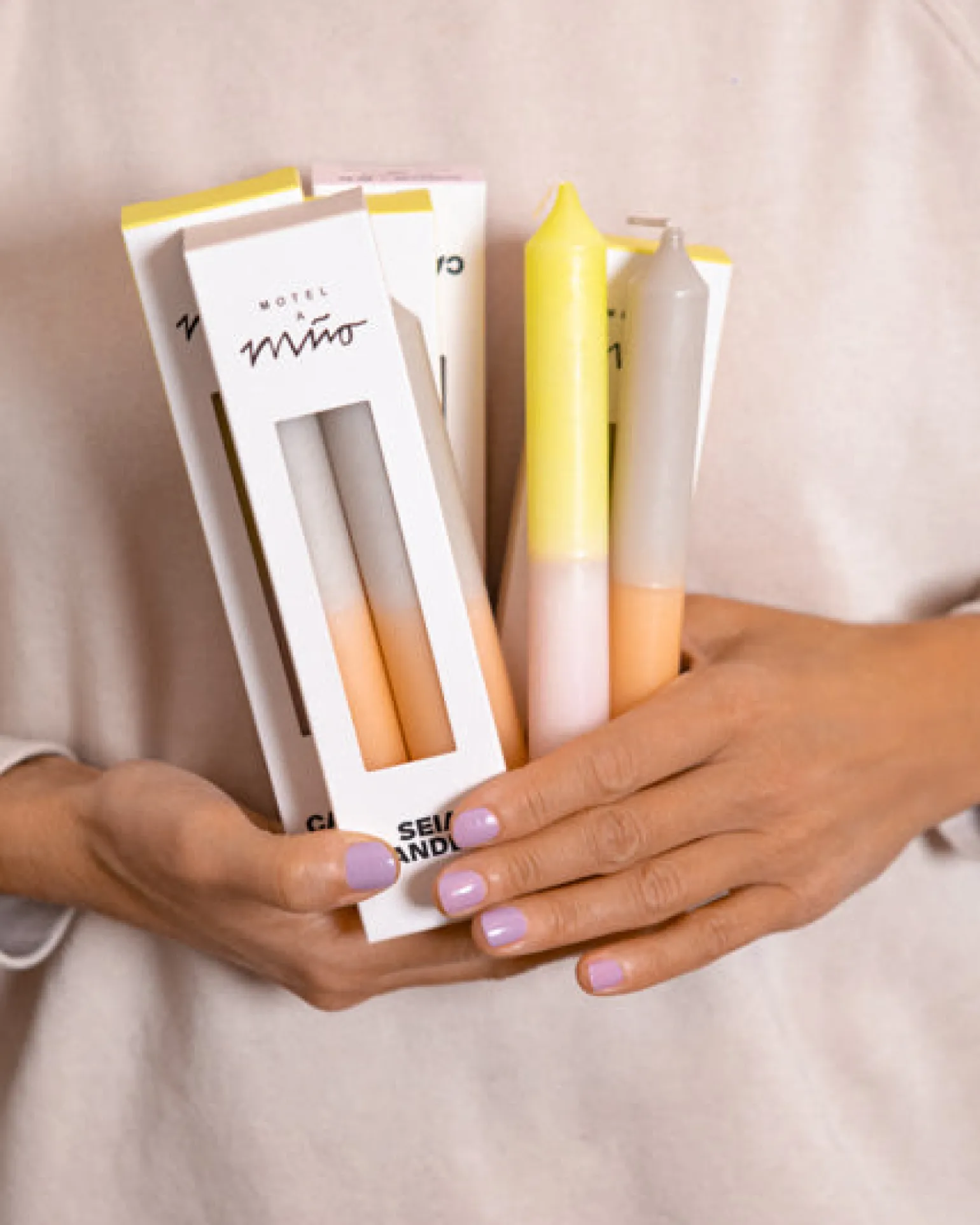 Flash Sale Motel a Miio Seia - Set Of 2 Stick Candles Dip Dye peach sand